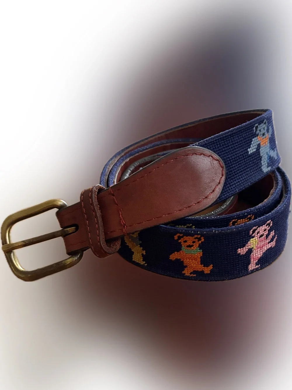 Smathers & Branson Italian Leather & Hand-Stitched Dancing Bears Men’s Belt - 38